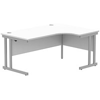 Polaris 1600mm Corner Desk, Right Hand, Silver Cantilever Legs, White