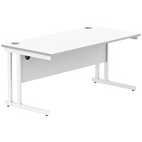 Polaris 1600mm Rectangular Desk, White Cantilever Leg, White