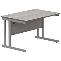 Polaris 1200mm Rectangular Desk, Silver Cantilever Leg, Grey Oak