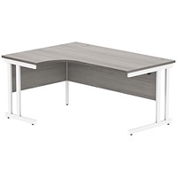 Polaris 1600mm Corner Desk, Left Hand, White Cantilever Leg, Grey Oak Polaris 1600mm Corner Desk, Left Hand, White Cantilever Leg, Grey Oak