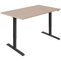 Jemini Economy Sit-Stand Desk, Black Leg, 1200mm, Maple Top