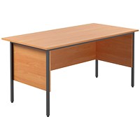 Serrion 1500mm Rectangular Desk, Silver Straight Legs, Beech