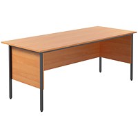 Serrion 1800mm Rectangular Desk, Silver Straight Legs, Beech