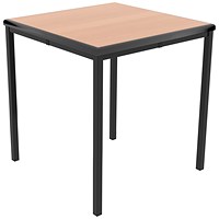 Jemini Titan Multipurpose Classroom Table, 600x600x640mm, Beech/Black