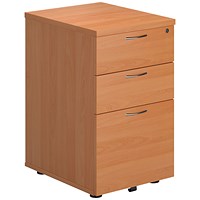 First 3 Drawer Mobile Pedestal, Beech