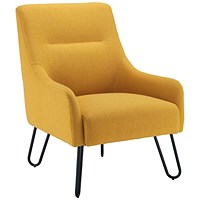 Jemini Reception Armchair, Hairpin Leg, Mustard