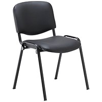 Jemini Ultra Multipurpose Black Frame Stacking Chair, Black Vinyl