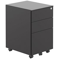 Jemini Contract 3 Drawer Steel Mobile Desk Pedestal, Black