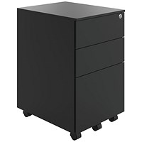 Jemini Contract Steel 3 Drawer Mobile Desk Pedestal 380x470x615mm Black