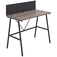 Soho Desk with Backboard Grey Oak/Black Leg