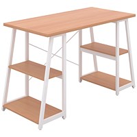 Soho Desk with Angled Shelves Beech/White Leg