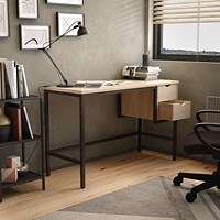 Computer Desk 1200mm 2 Drawers Oak/Brown Legs