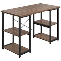 Soho Desk with Straight Shelves Dark Walnut/Black Leg