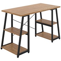 First Soho Desk with Angled Shelves 1300x600x770mm Oak/Black
