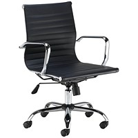 First Sosa Operator Chair 620x620x900-980mm Leather Black