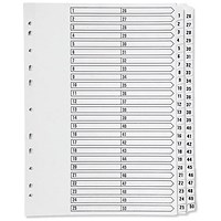 Q-Connect Reinforced Board Index Dividers, 1-50, Clear Tabs, A4, White