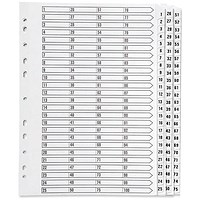Q-Connect Reinforced Board Index Dividers, 1-75, Clear Tabs, A4, White