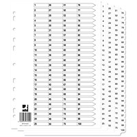 Q-Connect Reinforced Board Index Dividers, 1-100, Clear Tabs, A4, White, Pack of 10 Q-Connect Reinforced Board Index Dividers, 1-100, Clear Tabs, A4, White, Pack of 10