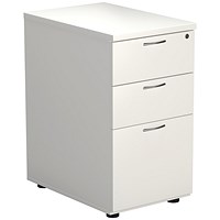 First 3 Drawer Desk High Pedestal, 600mm Deep, White