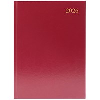 5 Star A4 Appointment Desk Diary, Day Per Page, Burgundy, 2026