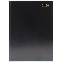 5 Star A4 Appointment Desk Diary, Day Per Page, Black, 2026