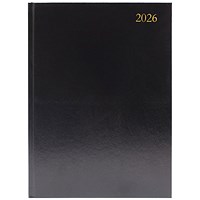 5 Star A4 Desk Diary, 2 Day Per Page, Black, 2026