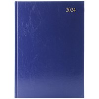 Q-Connect A4 Desk Diary, 2 Days Per Page, Blue, 2024