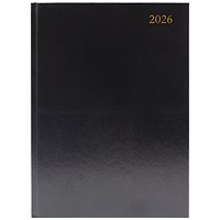 5 Star A4 Desk Diary, Week To View, Black, 2026