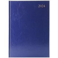 Q-Connect A4 Desk Diary, Week To View, Blue, 2024
