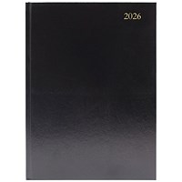 5 Star A5 Appointment Desk Diary, Day Per Page, Black, 2026
