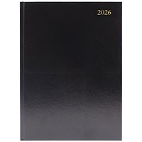 5 Star A5 Desk Diary, Day Per Page, Black, 2026