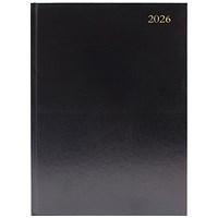 5 Star A5 Desk Diary, 2 Day Per Page, Black, 2026