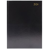 Q-Connect A5 Desk Diary, Week To View, Black, 2024
