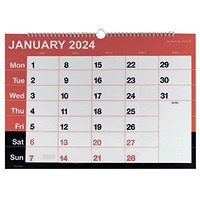 Wirebound Month To View Calendar A3 2024