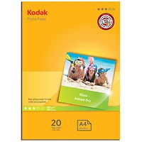 Kodak 5740512 A4 Gloss Photo Paper 20 Sheets - 3937182