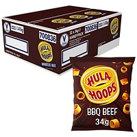 Hula Hoops BBQ Beef Crisps 34g Pack of 32