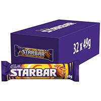 Cadbury Starbar Chocolate Bar, 49g, Pack of 32