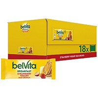 Belvita Breakfast Strawberry and Yogurt Duo Crunch Bars, 50.6g, Pack of 18