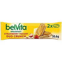Belvita Breakfast Strawberry and Yogurt Duo Crunch Bars, 50.6g, Pack of 18