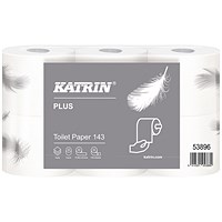 Katrin Plus 3-Ply Toilet Roll 143 Sheets (Pack of 48) 53896