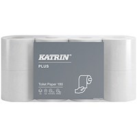 Katrin Plus 3-Ply Toilet Paper Roll, 180 Sheets, White, Pack of 8 Katrin Plus 3-Ply Toilet Paper Roll, 180 Sheets, White, Pack of 8