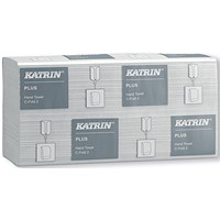 Katrin Plus C-Fold Paper Towels, 2-Ply, White, Pack of 1600