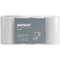 Katrin Plus Easyflush White Toilet Paper Roll, 2-Ply, 400 Sheets, Pack of 40