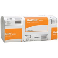 Katrin 1-Ply Zig Zag V-Fold Hand Towels, White, Pack of 5000