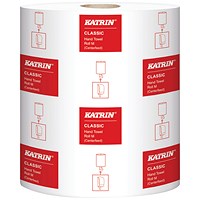 Katrin Classic 2-Ply Hand Towel Roll, 82m, White, Pack of 6