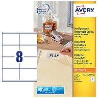 Avery Multipurpose Mini Removable Label 96x63.5mm 8 Per A4 Sheet White (Pack 200 Labels) L4745REV-25