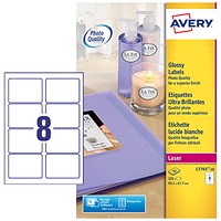 Avery L7765-40 Glossy Labels, 99.1 x 67.7 mm, Permanent, 8 Labels Per Sheet, 320 Labels Per Pack