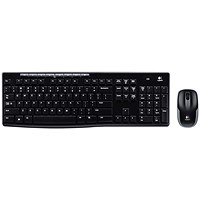 Logitech MK270 Keyboard and Mouse Set, Wireless, Black