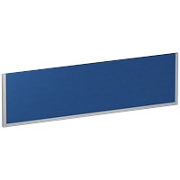 Impulse Bench Desk Screen, 1400mm Wide, Blue with Silver Frame