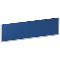 Impulse Bench Desk Screen, 1400mm Wide, Blue with Silver Frame